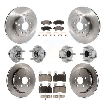 Front Rear Hub Bearing Disc Brake Rotor And Semi-Metallic Pad Kit (10Pc) For Cadillac CTS KBB-132509