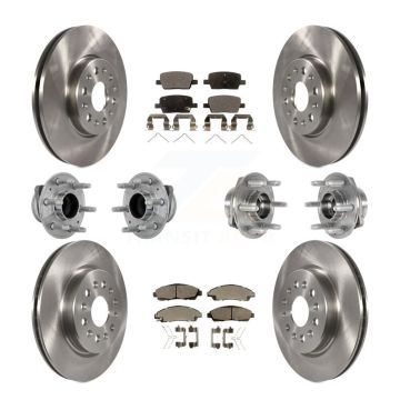 Front Rear Hub Bearing Brake Rotor Pad Kit (10Pc) For Chevrolet Traverse GMC Acadia Buick KBB-132526