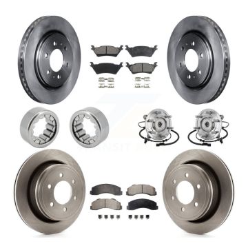 Front Rear Hub Bearing Brake Rotor Pads Shoe Kit (10Pc) For 17 Ford F-150 Raptor with 4WD KBB-132532