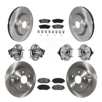 Front Rear Hub Bearing Brake Rotor And Pad Kit (10Pc) For Toyota RAV4 FWD with GAS engine KBB-132561