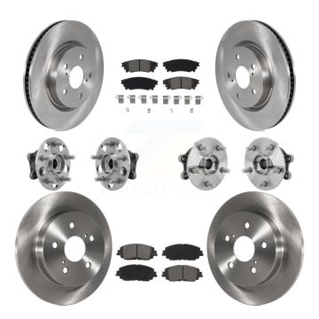 Front Rear Hub Bearing Disc Brake Rotor And Semi-Metallic Pads Kit (10Pc) For Toyota RAV4 KBB-132563