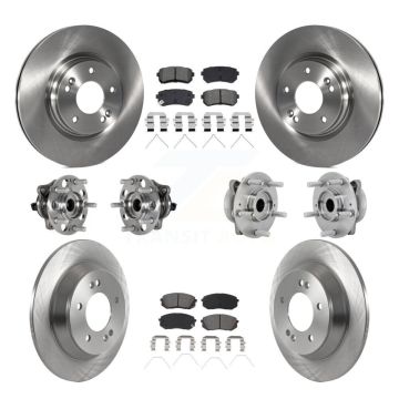 Front Rear Hub Bearing Disc Brake Rotor And Semi-Metallic Pad Kit (10Pc) For Hyundai Kona KBB-132587