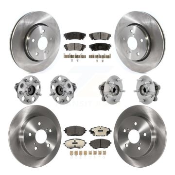 Front Rear Hub Bearings Disc Brake Rotors And Ceramic Pads Kit (10Pc) For Toyota C-HR KBB-132609