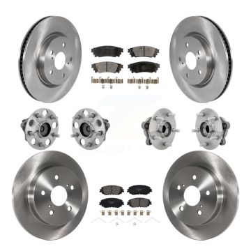 Front Rear Hub Bearings Disc Brake Rotors And Ceramic Pads Kit (10Pc) For Toyota C-HR KBB-132611
