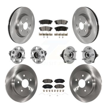 Front Rear Hub Bearing Brake Rotor And Pad Kit (10Pc) For Toyota RAV4 FWD with GAS engine KBB-132615