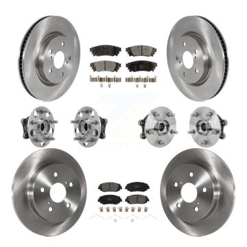 Front Rear Hub Bearings Disc Brake Rotors And Ceramic Pads Kit (10Pc) For Toyota RAV4 KBB-132619