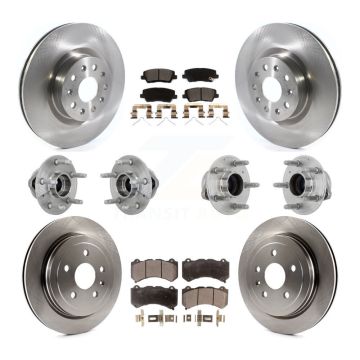 Front Rear Hub Bearings Disc Brake Rotors And Ceramic Pads Kit (10Pc) For Cadillac CTS KBB-132626