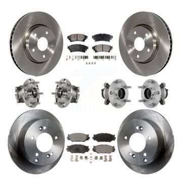 Front Rear Hub Bearing Brake Rotor Pad Kit (10Pc) For 2014-2015 Lexus IS250 Base with RWD KBB-132645