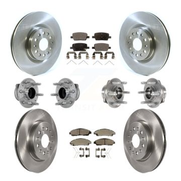 Front Rear Hub Bearing Brake Rotor Pads Kit (10Pc) For Cadillac XT5 Buick Enclave XT6 FWD KBB-132647