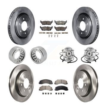 Front Rear Hub Bearing Brake Rotor Pads Shoe Kit (10Pc) For 17 Ford F-150 Raptor with 4WD KBB-132665