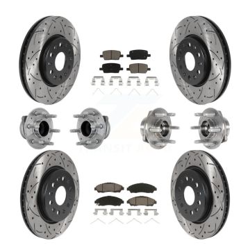 Front Rear Hub Bearing Coat Brake Rotor Pads Kit (10Pc) For Chevrolet Traverse GMC Acadia KBB-132682