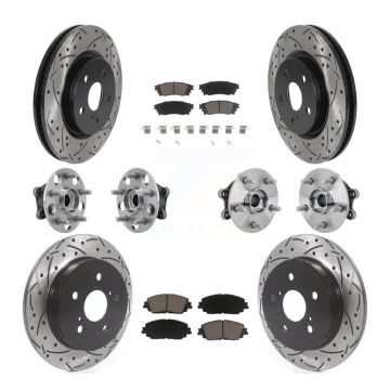 Front Rear Hub Bearing Coated Disc Brake Rotor And Ceramic Pad Kit (10Pc) For Toyota RAV4 KBB-132692