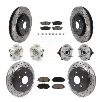 Front Rear Hub Bearing Coated Disc Brake Rotor And Ceramic Pad Kit (10Pc) For Toyota RAV4 KBB-132694