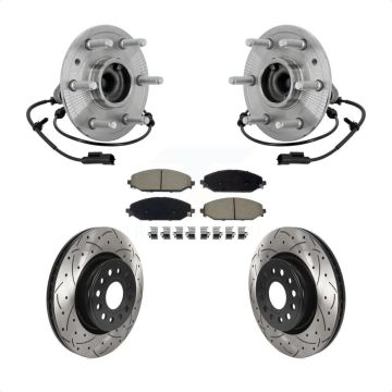 Front Hub Bearing Drill Slot Brake Rotor Pads Kit For Ram 1500 Without 22" Factory Wheels KBB-132709