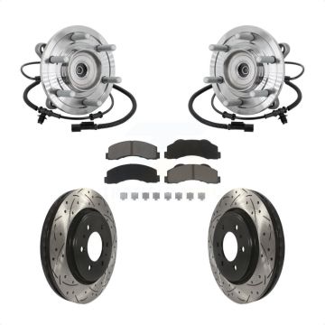 Front Hub Bearing Coat Drill Slot Brake Rotor Pad Kit For 2017 Ford F-150 Raptor with 4WD KBB-132713