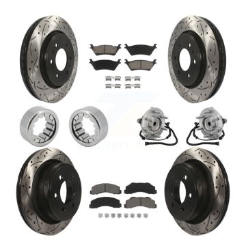 Front Rear Hub Bearing Coat Brake Rotor Pads Shoe Kit (10Pc) For 2015-2017 Ford F-150 RWD KBB-132723