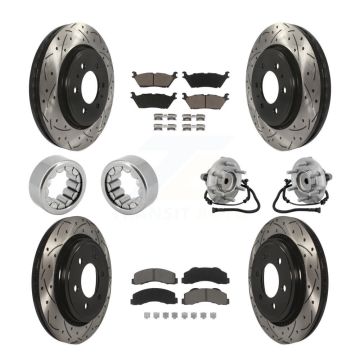 Front Rear Hub Bearing Coat Brake Rotor Pads Shoe Kit (10Pc) For 2015-2017 Ford F-150 RWD KBB-132724