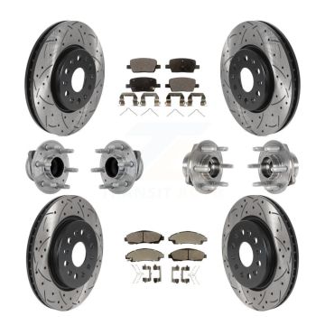 Front Rear Hub Bearing Coat Brake Rotor Pads Kit (10Pc) For Chevrolet Traverse GMC Acadia KBB-132735