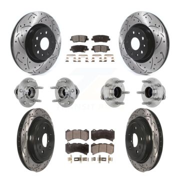 Front Rear Hub Bearings Coated Disc Brake Rotors And Pads Kit (10Pc) For Cadillac CTS KBB-132741