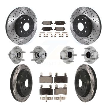 Front Rear Hub Bearings Coated Disc Brake Rotors And Pads Kit (10Pc) For Cadillac CTS KBB-132743