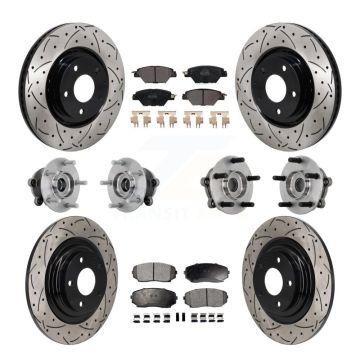 Front Rear Hub Bearing Coated Brake Rotor And Pad Kit (10Pc) For 2016-2023 Mazda CX-9 AWD KBB-132746