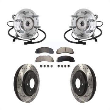 Front Hub Bearing Coat Drill Slot Brake Rotor Pad Kit For 2017 Ford F-150 Raptor with 4WD KBB-132784