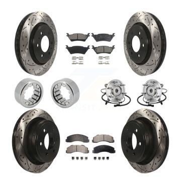 Front Rear Hub Bearings Coated Disc Brake Rotors And Pads Shoes Kit (10Pc) For Ford F-150 KBB-132799