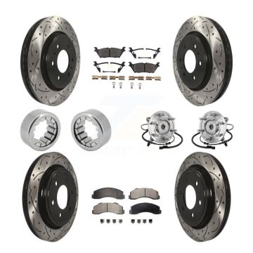 Front Rear Hub Bearings Coated Disc Brake Rotors And Pads Shoes Kit (10Pc) For Ford F-150 KBB-132800