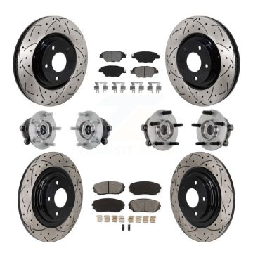 Front Rear Hub Bearing Coated Brake Rotor And Pad Kit (10Pc) For 2016-2023 Mazda CX-9 AWD KBB-132822