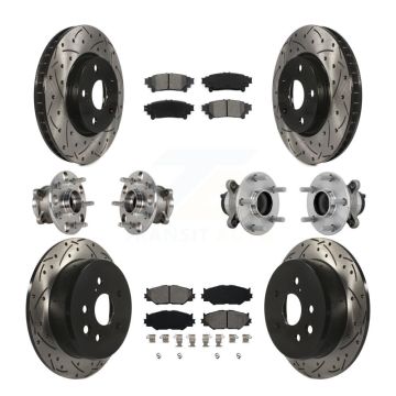 Front Rear Hub Bearing Coated Brake Rotor & Pads Kit (10Pc) For Lexus IS250 Base with RWD KBB-132824