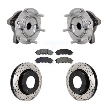 Front Hub Bearing Assembly Drilled Slot Brake Rotor Pad Kit For 2019-2023 Ford Ranger 4WD KBB-132829