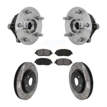 Front Hub Bearing Assembly Coated Drilled Slot Brake Rotor Pads Kit For Toyota RAV4 Venza KBB-132832