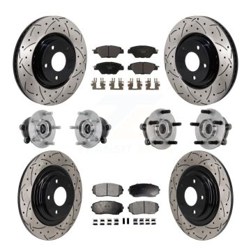 Front Rear Hub Bearing Coated Brake Rotor And Pad Kit (10Pc) For 2016-2023 Mazda CX-9 AWD KBB-132889