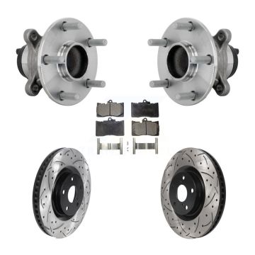 Front Hub Bearing Assembly Drilled Slot Brake Rotor Pads Kit For Lexus IS300 IS350 IS200t KBB-132914