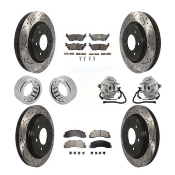Front Rear Hub Bearing Coat Brake Rotor Pads Shoe Kit (10Pc) For 2015-2017 Ford F-150 RWD KBB-132918