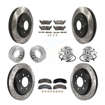 Front Rear Hub Bearing Coated Brake Rotor Pad Shoe Kit (10Pc) For 18-20 Ford F-150 Raptor KBB-132920