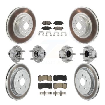 Front Rear Hub Bearings Coated Disc Brake Rotors And Pads Kit (10Pc) For Cadillac CTS KBB-132933