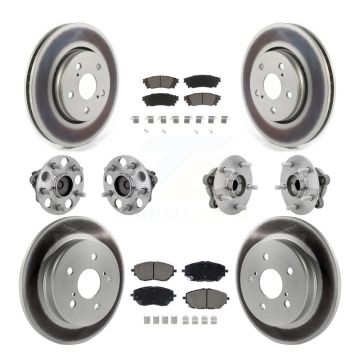 Front Rear Hub Bearing Coated Disc Brake Rotor And Ceramic Pad Kit (10Pc) For Toyota C-HR KBB-132938