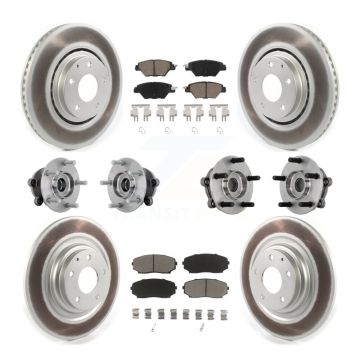 Front Rear Hub Bearing Coated Brake Rotor And Pad Kit (10Pc) For 2016-2023 Mazda CX-9 AWD KBB-132941