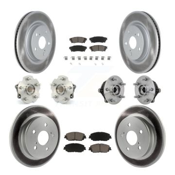 Front Rear Hub Bearing Coated Disc Brake Rotor And Ceramic Pad Kit (10Pc) For Toyota RAV4 KBB-132946