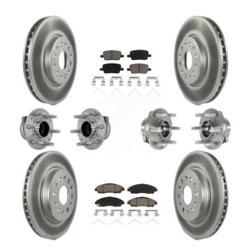 Front Rear Hub Bearing Coat Brake Rotor Pads Kit (10Pc) For Chevrolet Traverse GMC Acadia KBB-132953