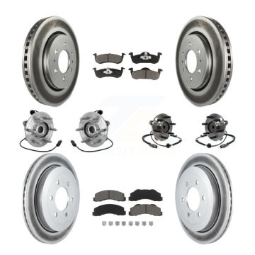 Front Rear Hub Bearing Coated Brake Rotor Pads Kit (10Pc) For Ford Expedition Lincoln RWD KBB-132956