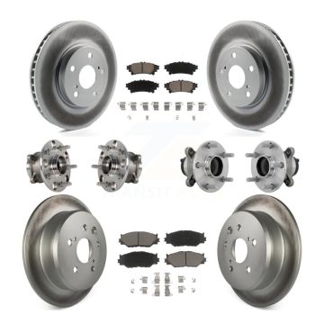 Front Rear Hub Bearing Coated Brake Rotor & Pads Kit (10Pc) For Lexus IS250 Base with RWD KBB-132963