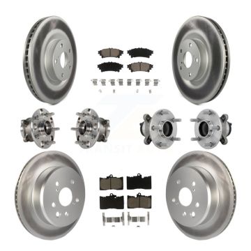 Front Rear Hub Bearing Coated Brake Rotor And Pad Kit (10Pc) For Lexus IS300 IS350 IS200t KBB-132966
