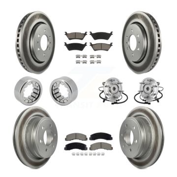 Front Rear Hub Bearing Coated Brake Rotor Pad Shoe Kit (10Pc) For 18-20 Ford F-150 Raptor KBB-133004
