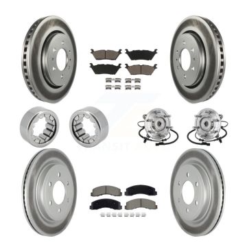 Front Rear Hub Bearing Coated Brake Rotor Pad Shoe Kit (10Pc) For 18-20 Ford F-150 Raptor KBB-133005