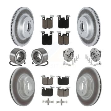 Front Rear Hub Bearing Coated Disc Brake Rotor & Pad Shoe Kit (10Pc) For BMW M240i xDrive KBB-133015