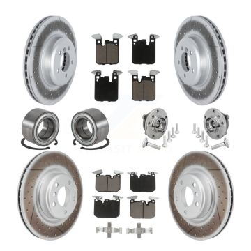 Front Rear Hub Bearing Coated Disc Brake Rotor & Pad Shoe Kit (10Pc) For BMW M240i xDrive KBB-133016