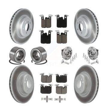 Front Rear Hub Bearing Coated Disc Brake Rotor & Pad Shoe Kit (10Pc) For BMW M240i xDrive KBB-133017