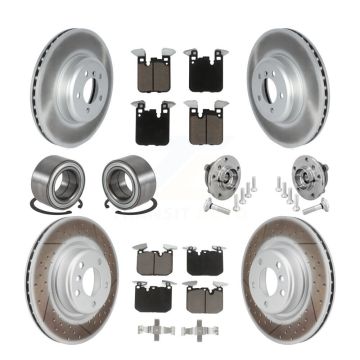 Front Rear Hub Bearing Coated Disc Brake Rotor & Pad Shoe Kit (10Pc) For BMW M240i xDrive KBB-133018